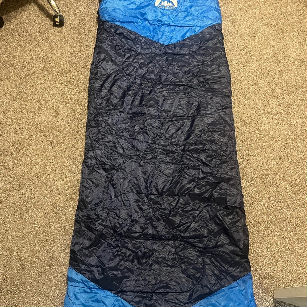 Blue and Black Sleeping Bag